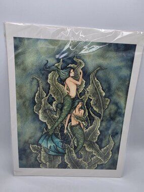 "Water Emeralds" by Amy Brown Fantasy Mermaids Fairy Art Print VERY RARE OOP